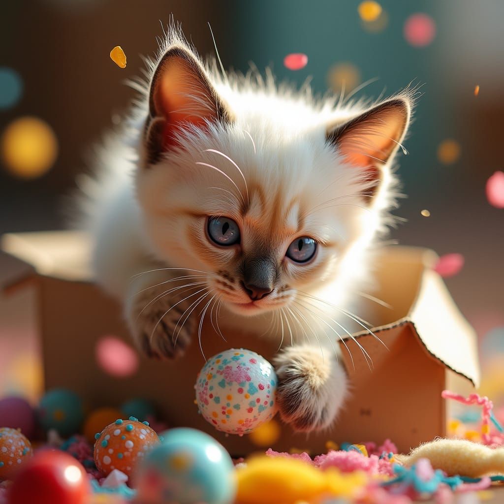 Whimsical Kitten in Vibrant Wonderland