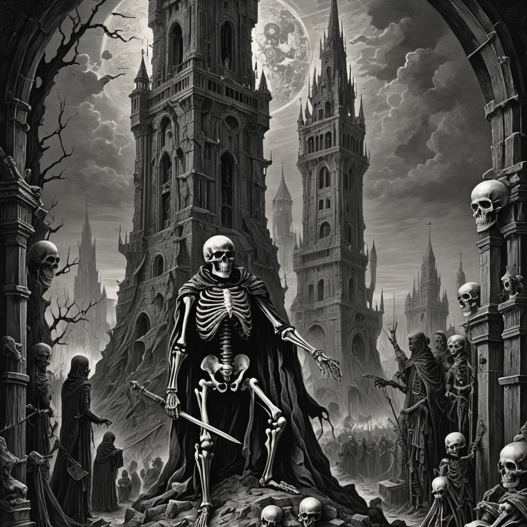 The Tower Tarot Card in Horror Style