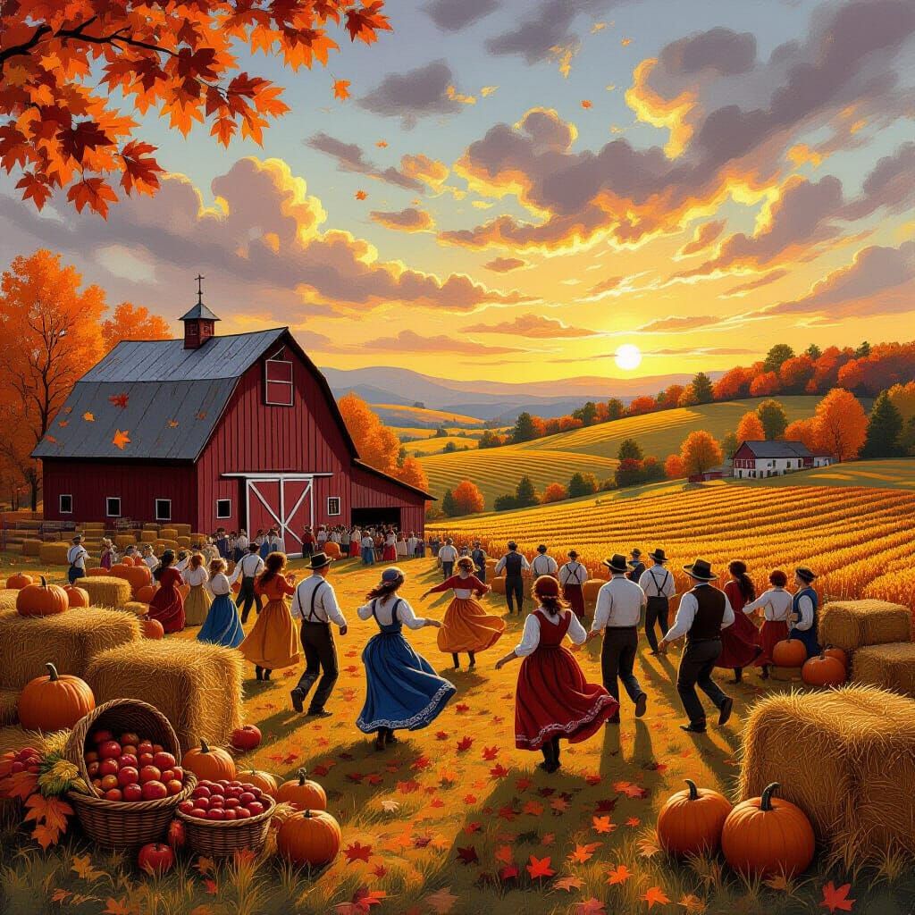 Autumn Harvest Festival in Impressionistic Style