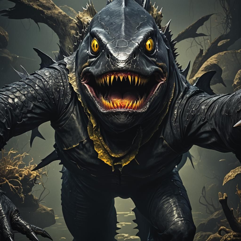 Terrifying Yellow Eyed Fish Creature in 4K