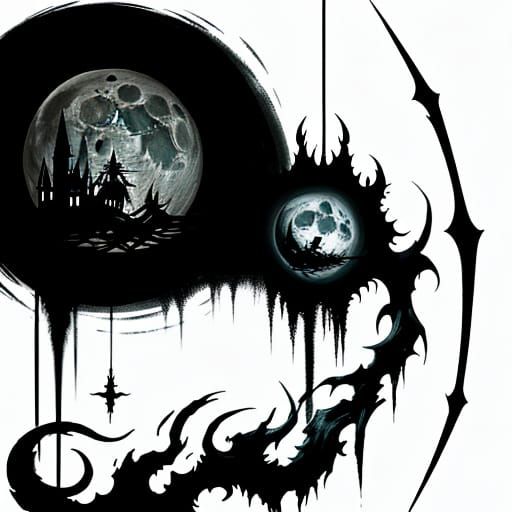 Rher, Moon God of Spite and Murder, in Dark Fantasy Art