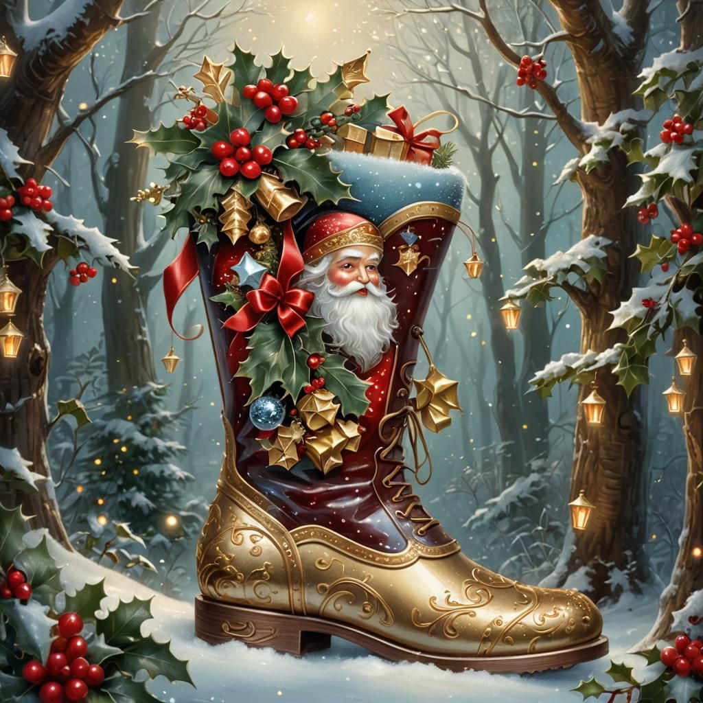 Whimsical Fantasy Illustration of Saint Nicholas' Boot in a....