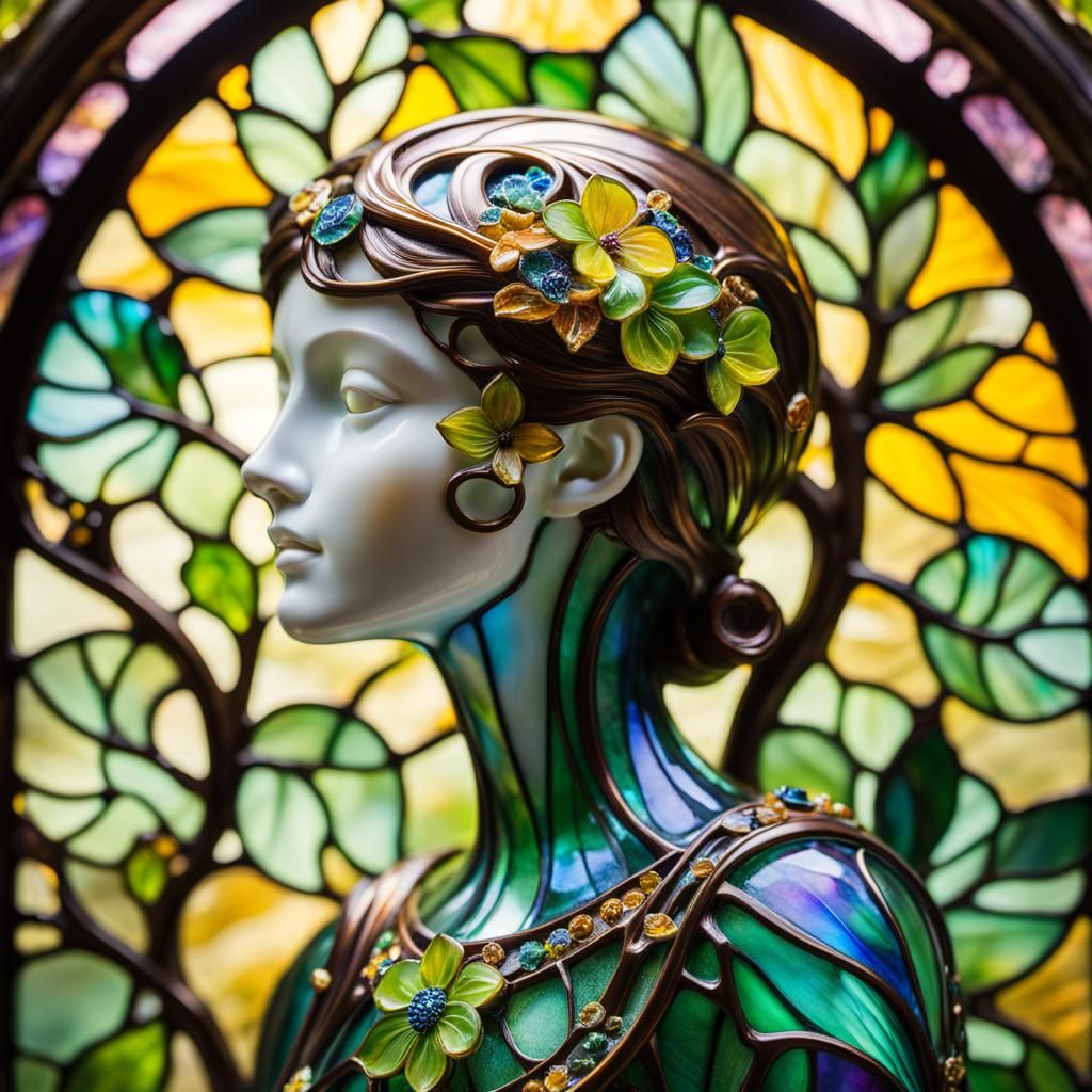 Art Nouveau Glass Figurine in Macro Photography