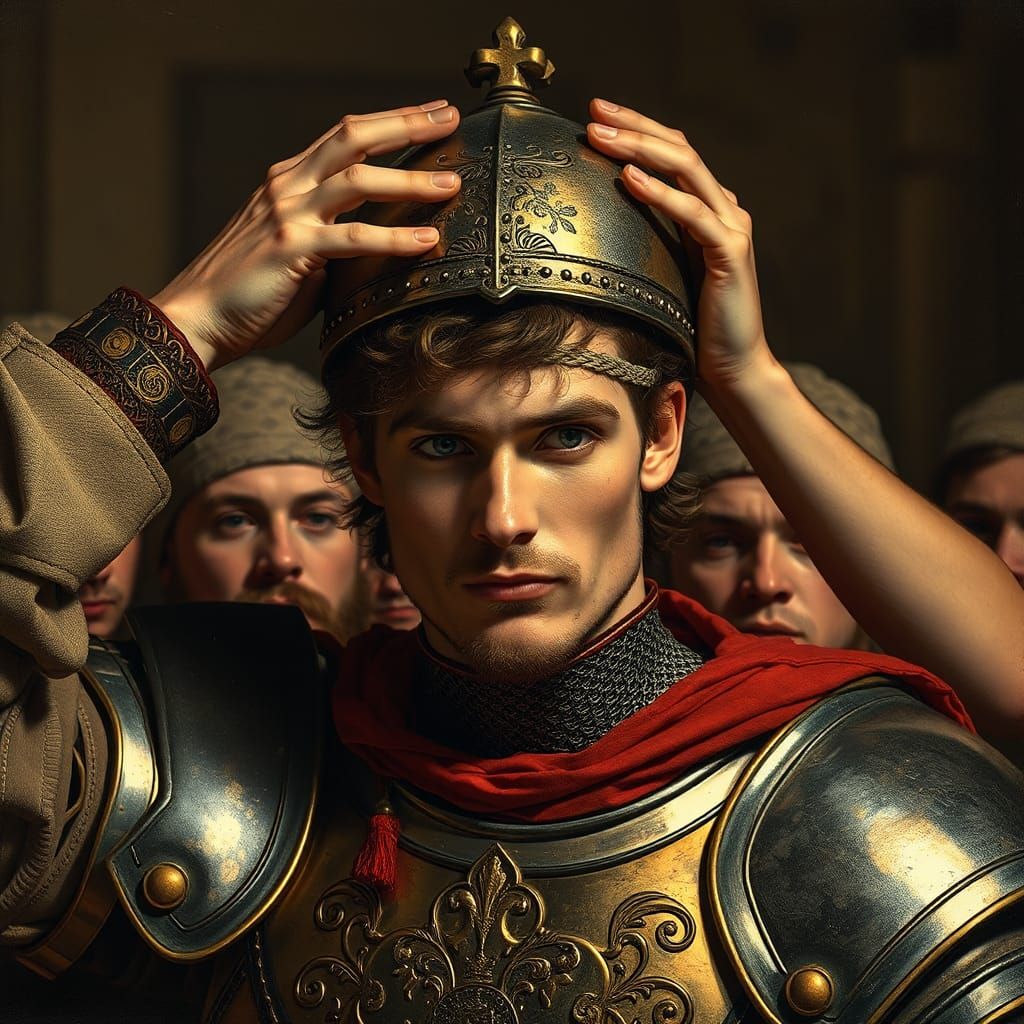 Knight in Armor: A Gustav Klimt Inspired Scene