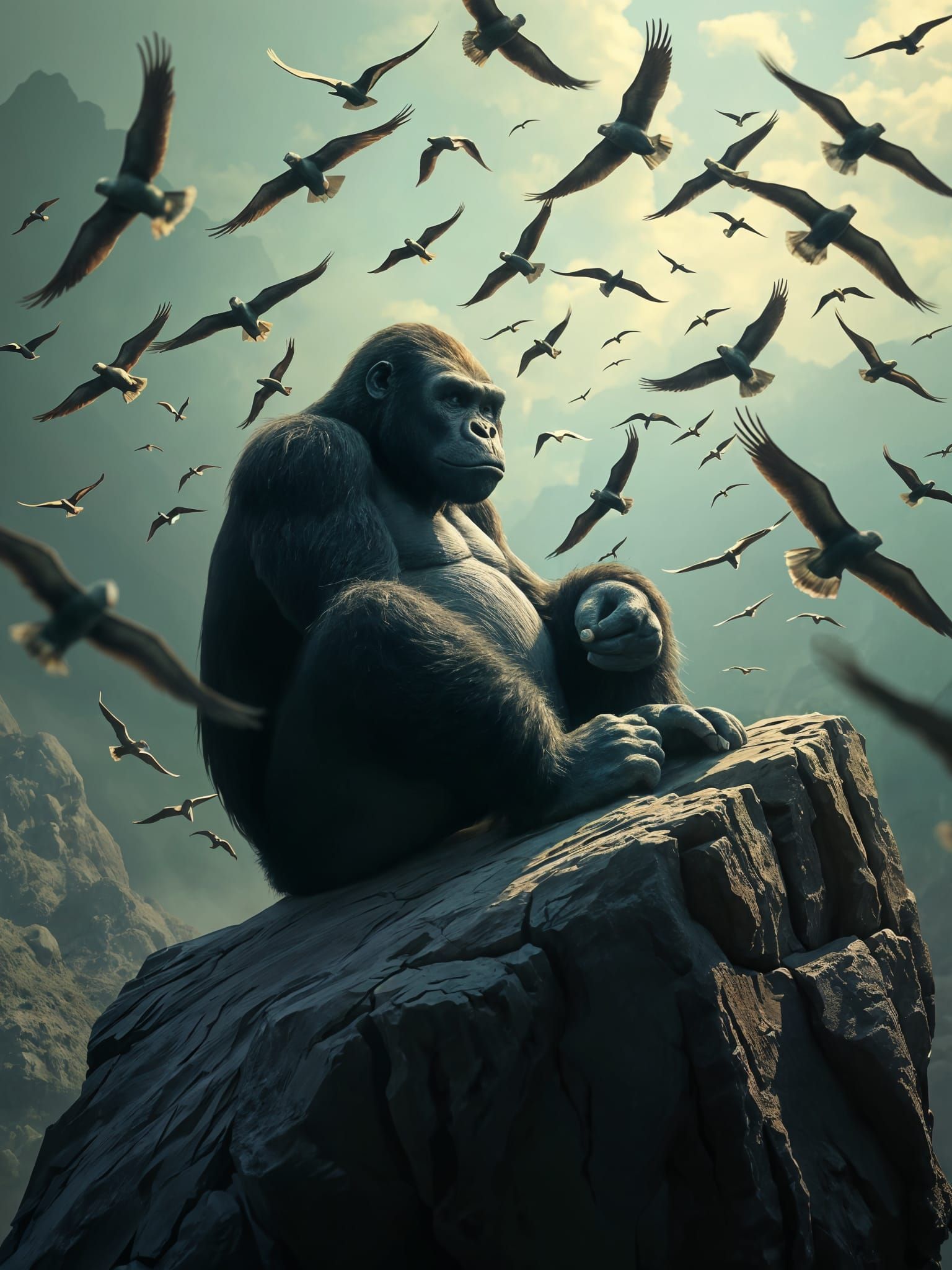 Majestic Gorilla Concept Art in Eastman 5384 Style