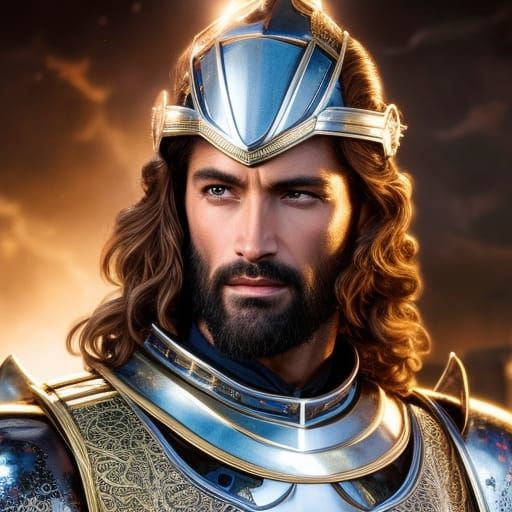 Armored Knight Resembling Jesus in Rococo Style