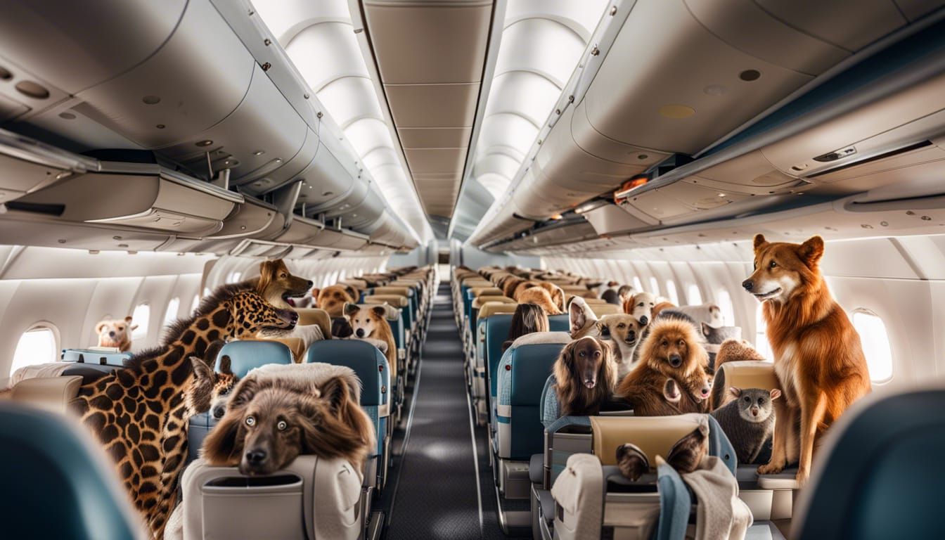 The interior of a large airplane in mid flight