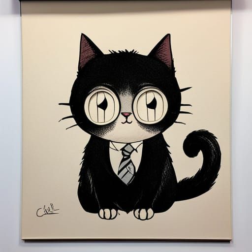 Anime Cat with Shining Eyes in Ghibli Style