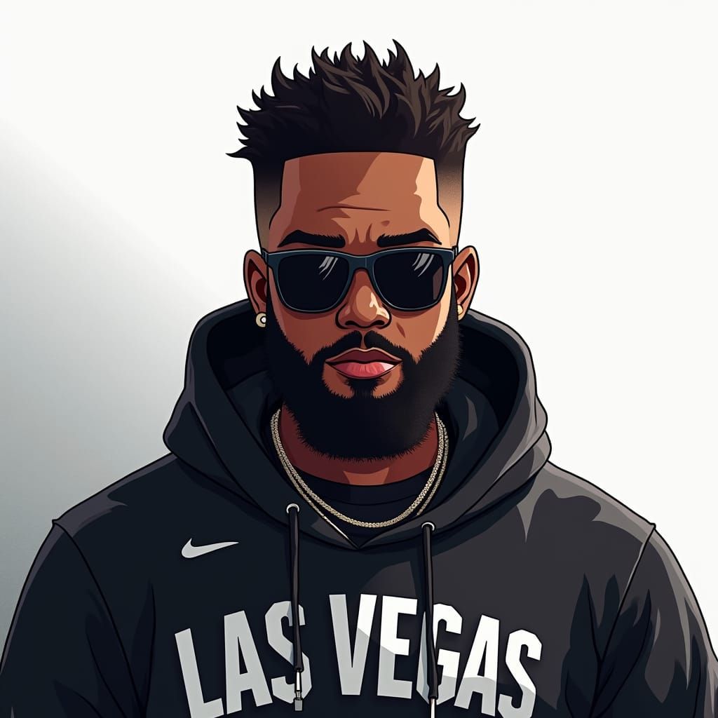 Hip-Hop Male in Raiders Gear, Anime Style