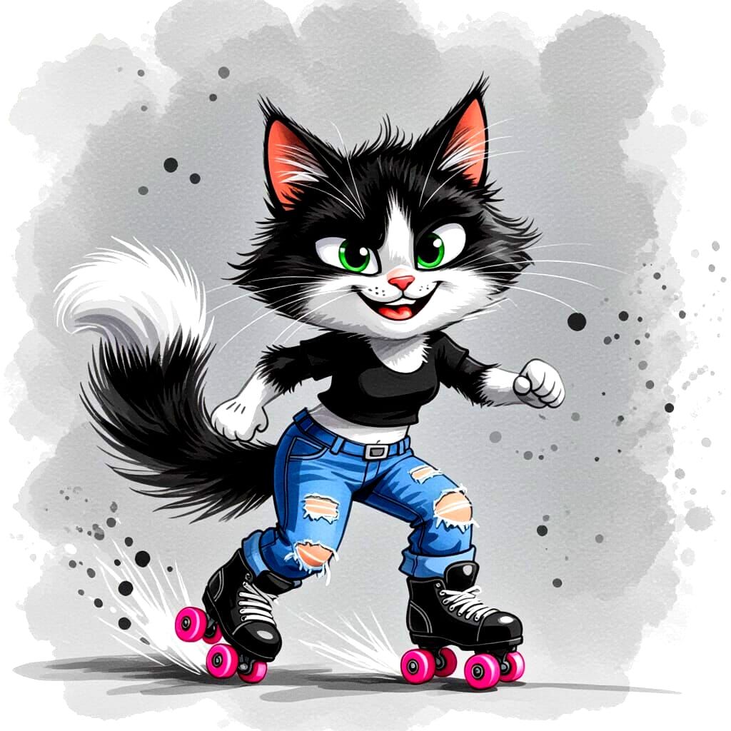 Cat on roller skates