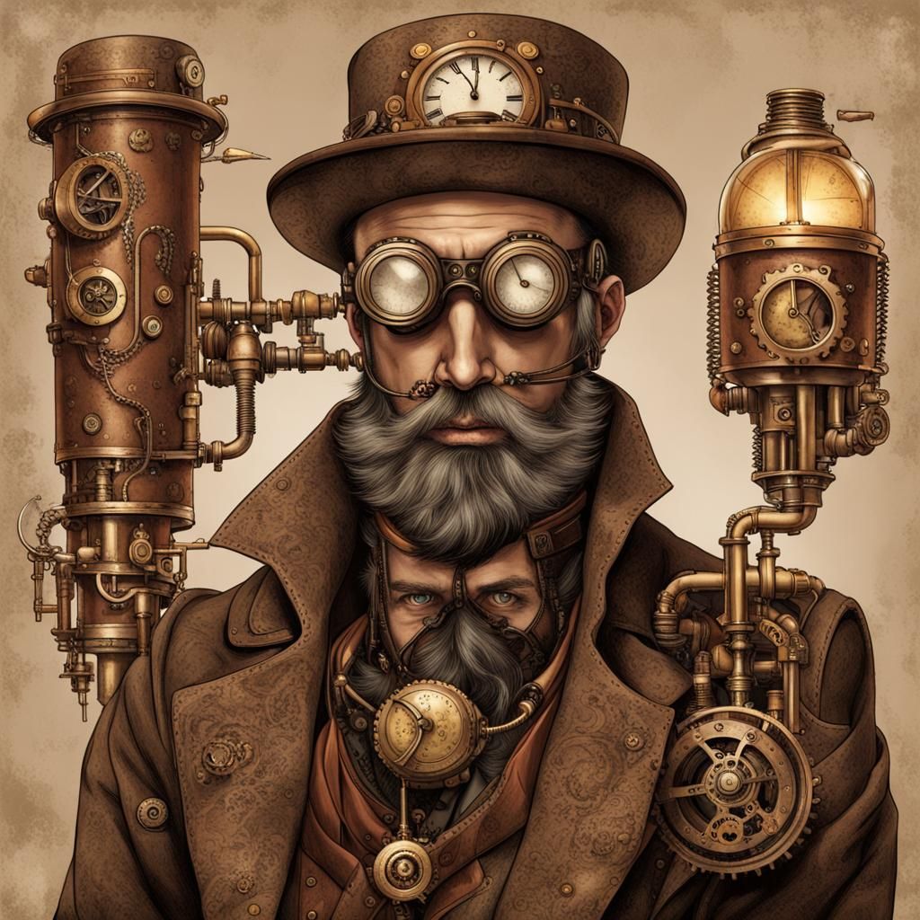 Steampunk Man with Engine