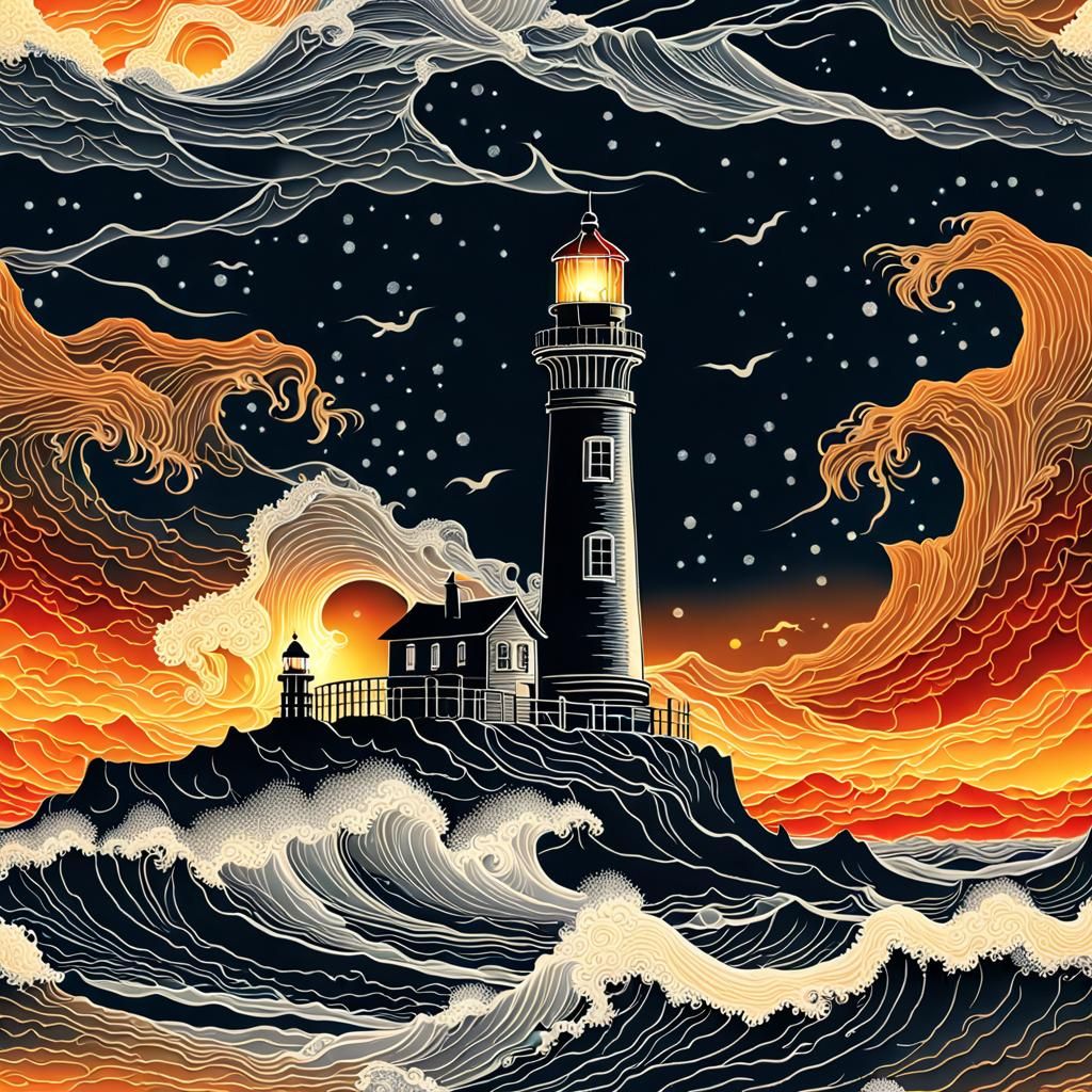 Lighthouse & sunset .