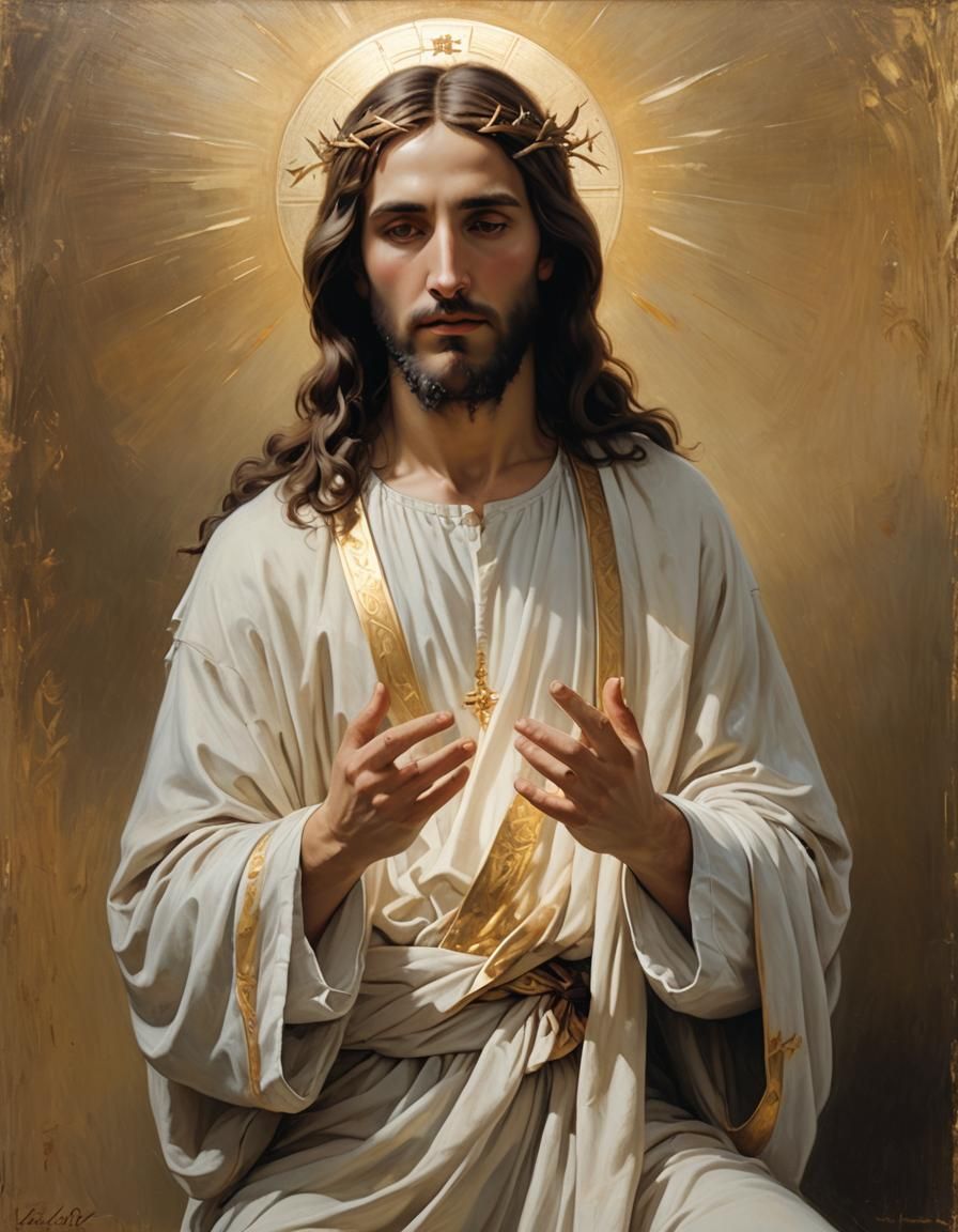 Jesus Christ Portrait in Adolphe Bouguereau Style