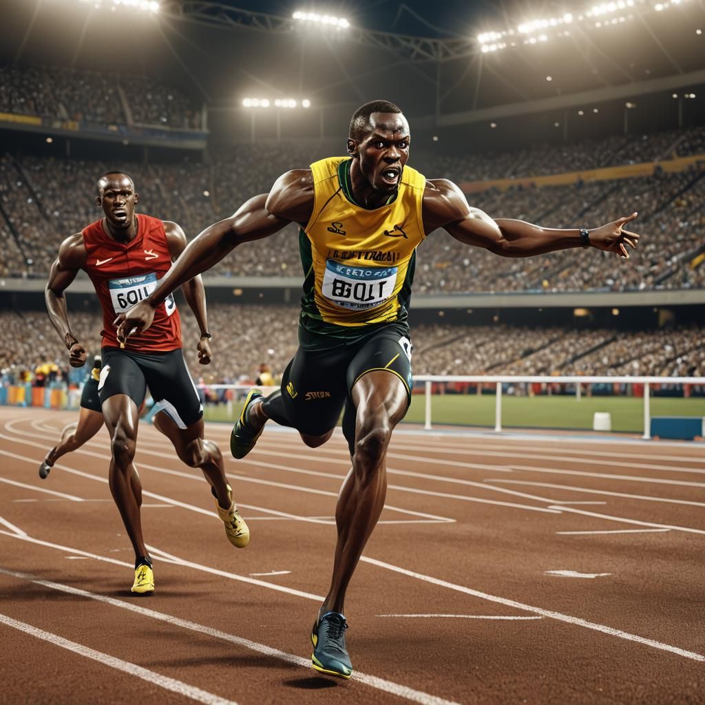 Anime-Style Concept Art of Sprinter Crossing Finish Line