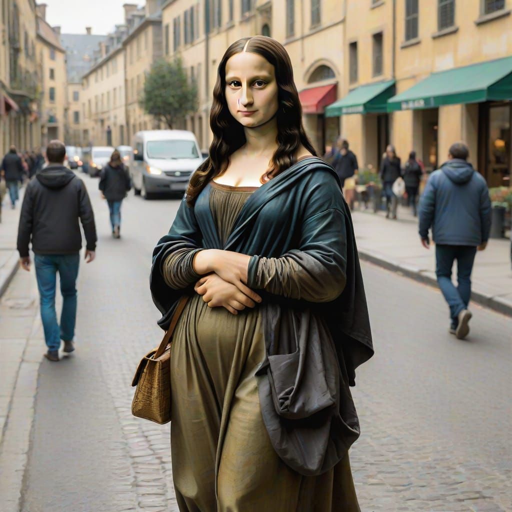 Mona Lisa in Modern Urban Landscape