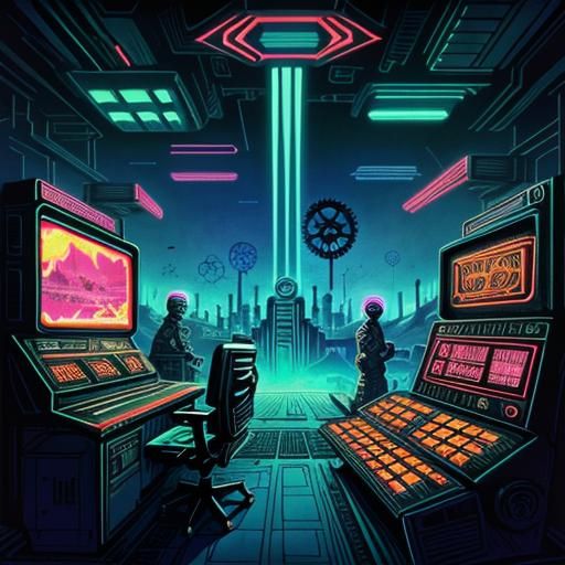 Surreal Nuclear Fantasy Landscape in Vaporwave Style