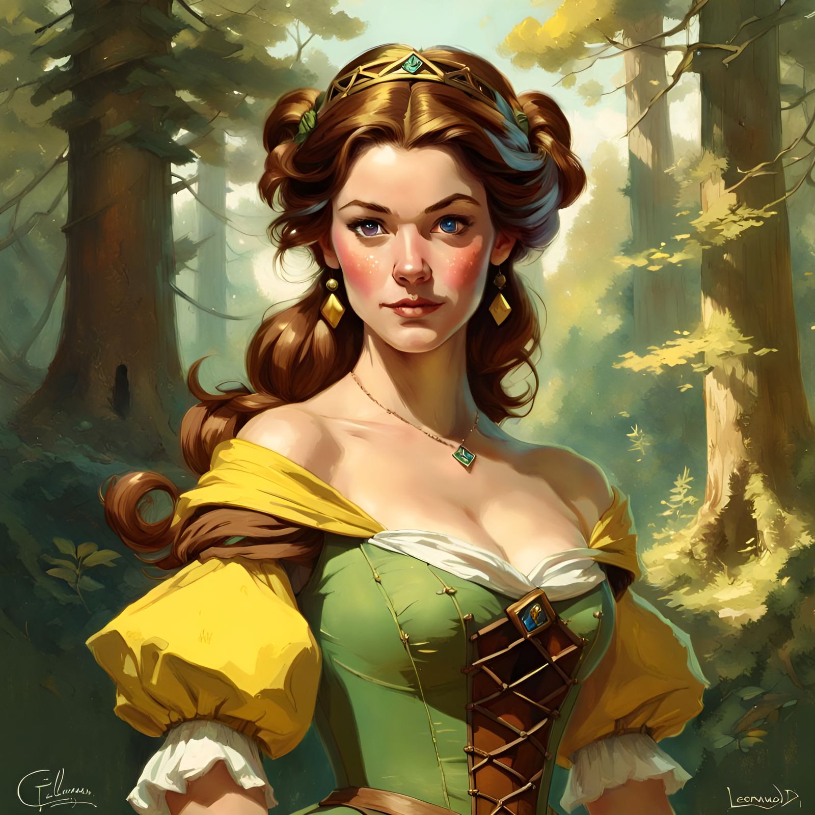 Princess Belle as Link in Renaissance Style