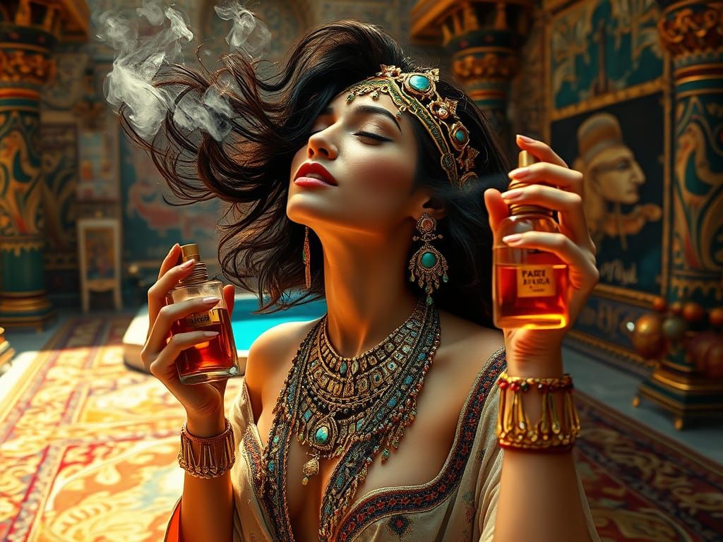 Exotic Woman's Perfume Ecstasy: Polychromatic Graffiti Art