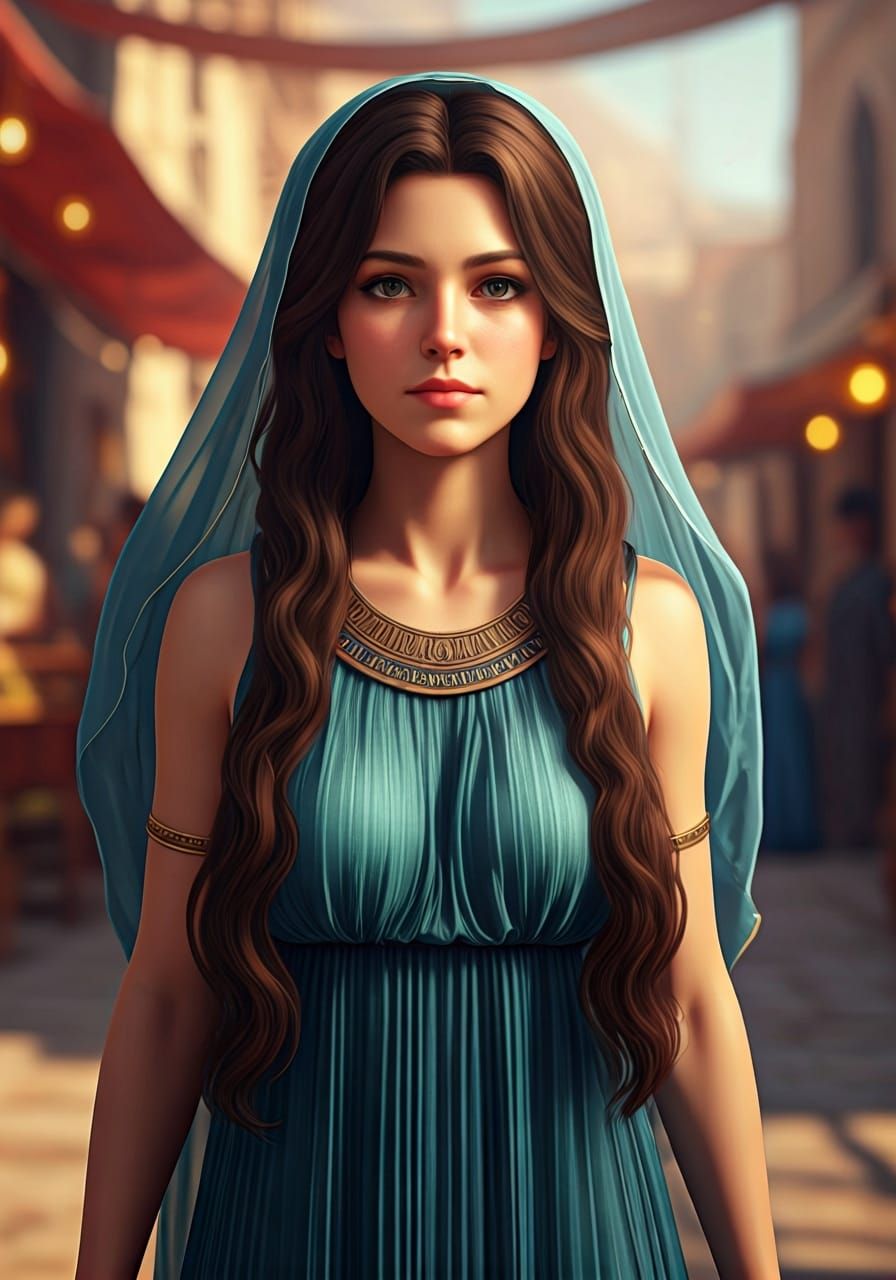 Ancient Greek Beauty in 3D Anime Art Style