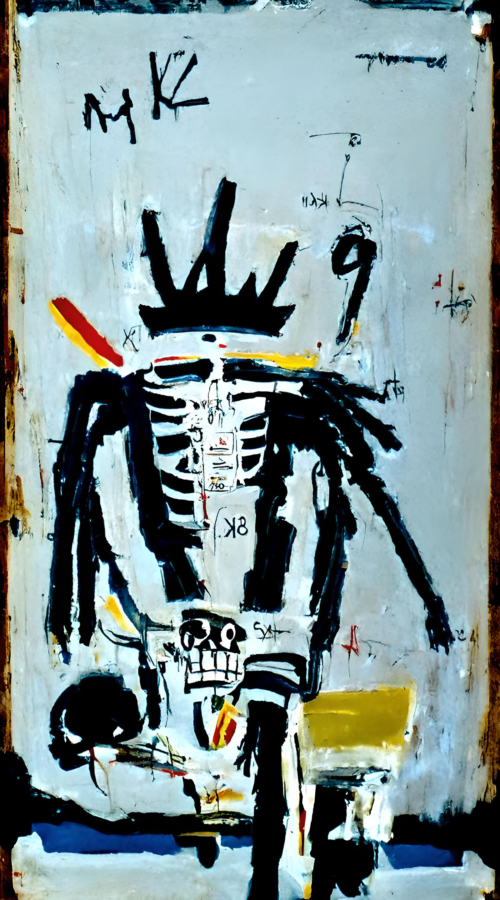 Skeleton in Basquiat-Inspired Street Art Style