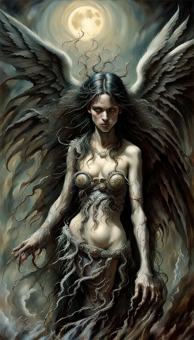 Nightmarish Angel in Eerie Dark Composition
