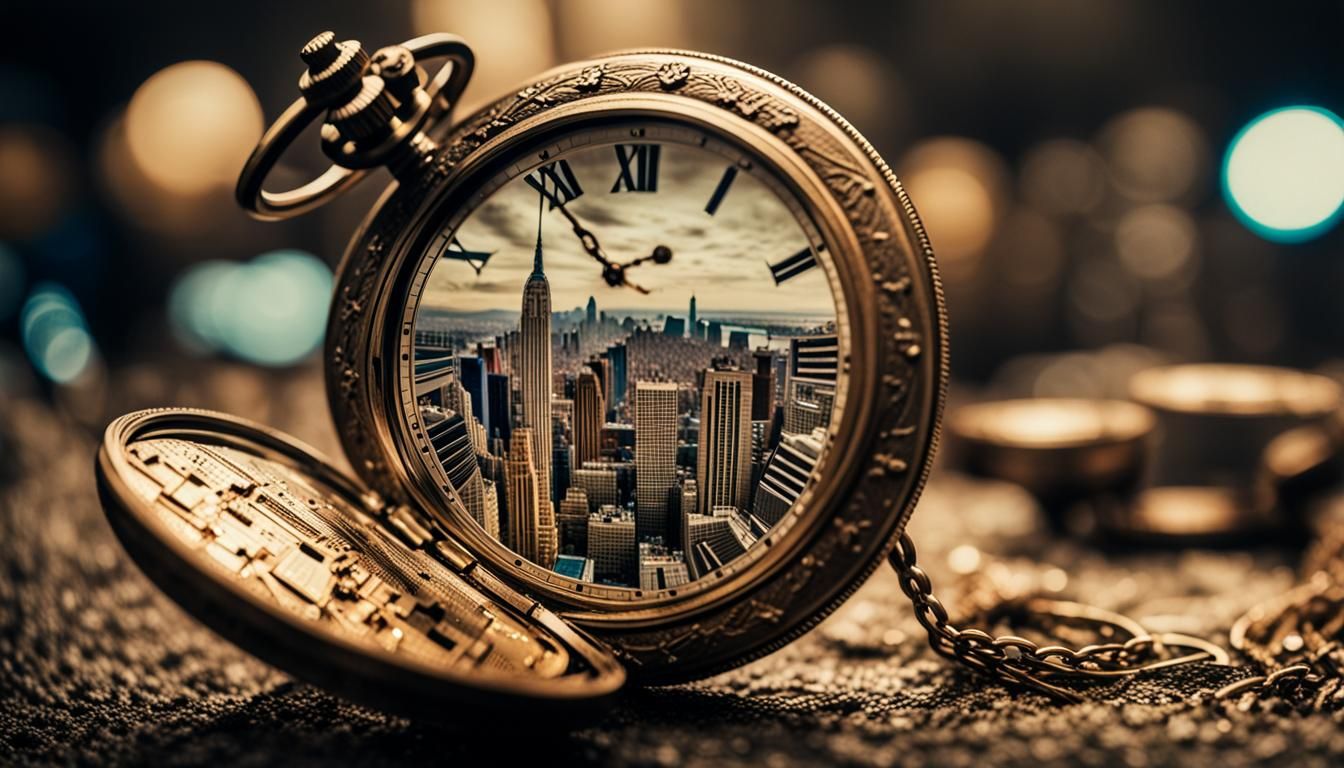 Miniature Cityscape Inside Vintage Pocket Watch