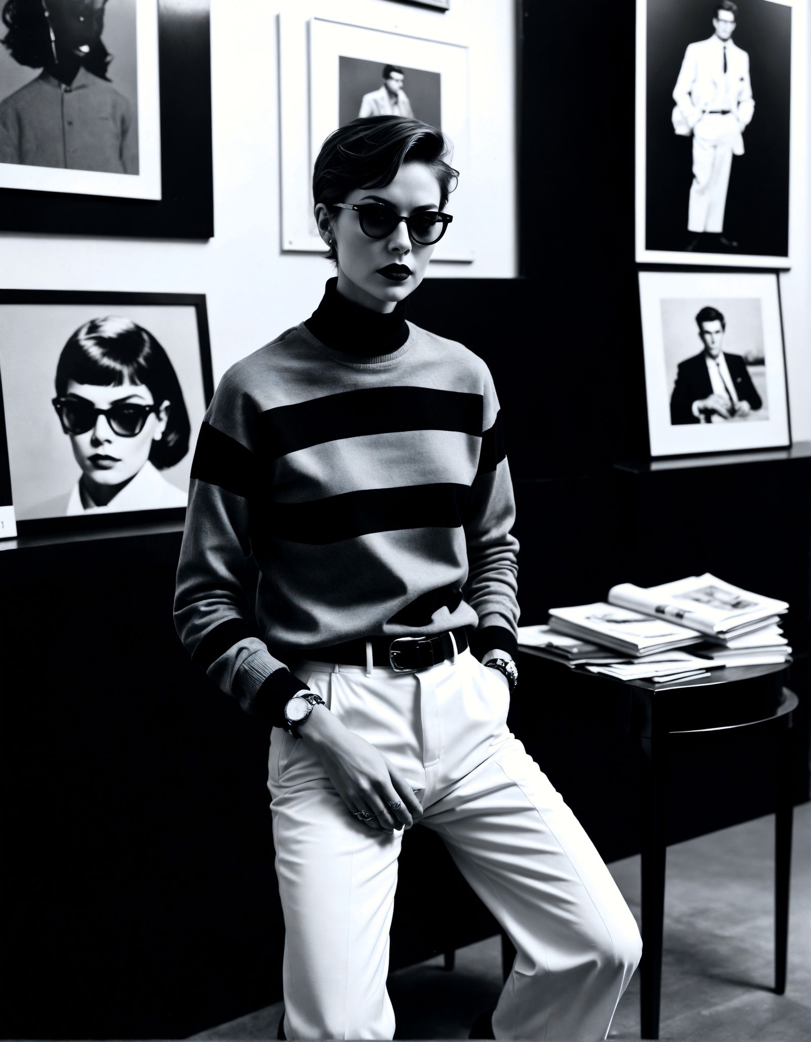 Beatnik Woman in 1950s Greenwich Village Coffee Shop