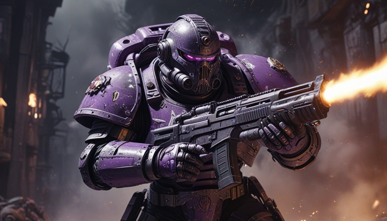 Warhammer Space Marine Attacks Outpost in Sci-Fi Horror