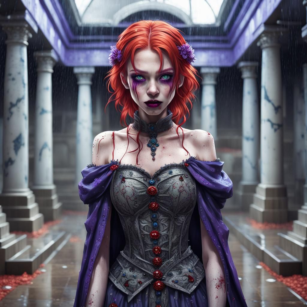 Anime Zombie Princess Portrait in Mausoleum