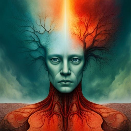 Dystopian Insect with Blood Vessels in Beksinski Style