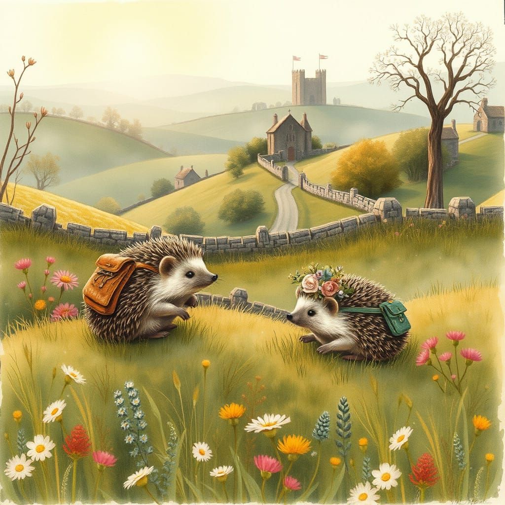 Whimsical Hedgehogs Play Hide and Seek in Enchanted English....