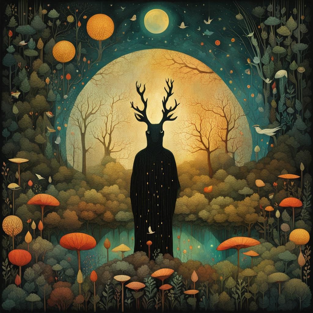 Whimsical Collage in Folk Art Style