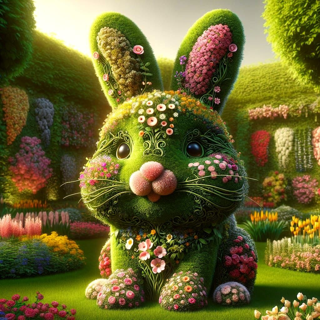 Topiary Bunny Rabbit in Romantic Style