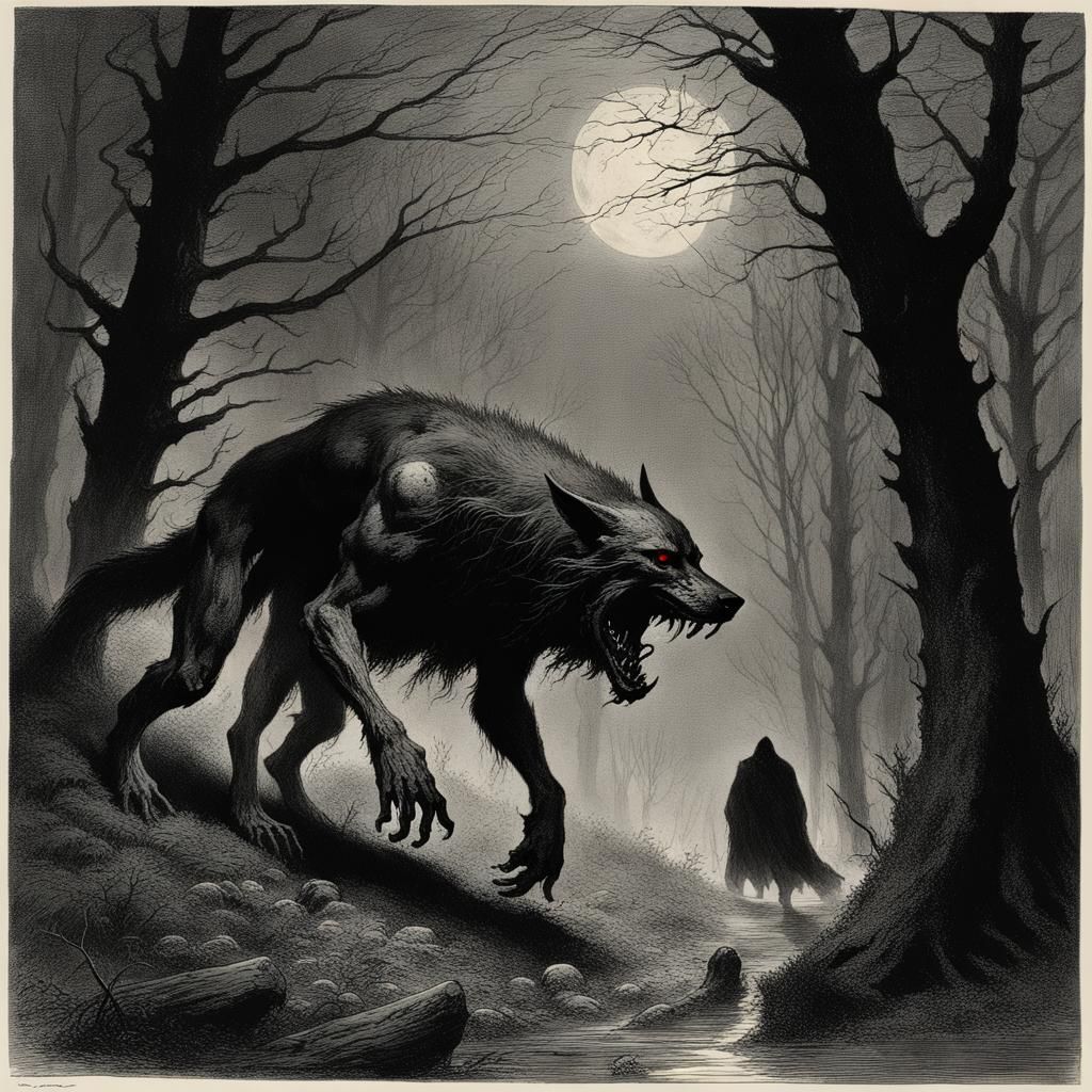 Skinwalker Stalks Prey Under Blood Moon