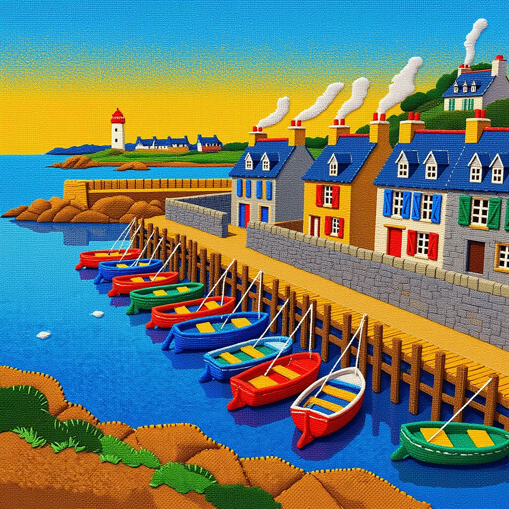 Brittany Harbor Sunrise Felt Artwork