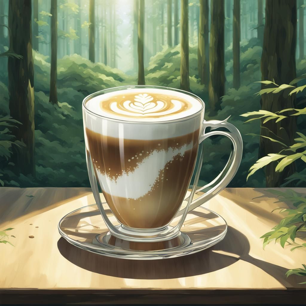 Latte Tsunami in Forest: Studio Ghibli Style