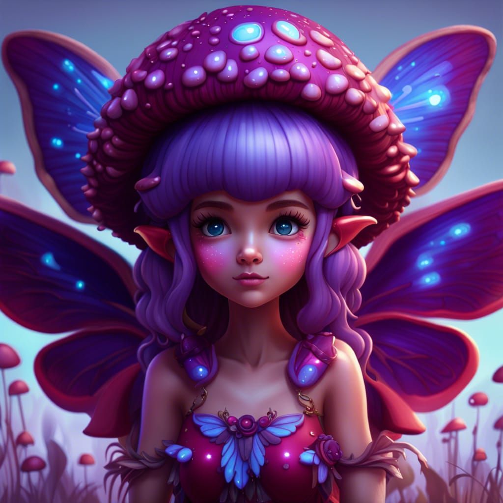 Mushroom Fairy in Detailed Matte Painting Style
