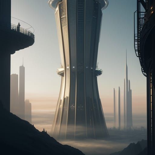 Solarpunk Tower in Utopian Splendor