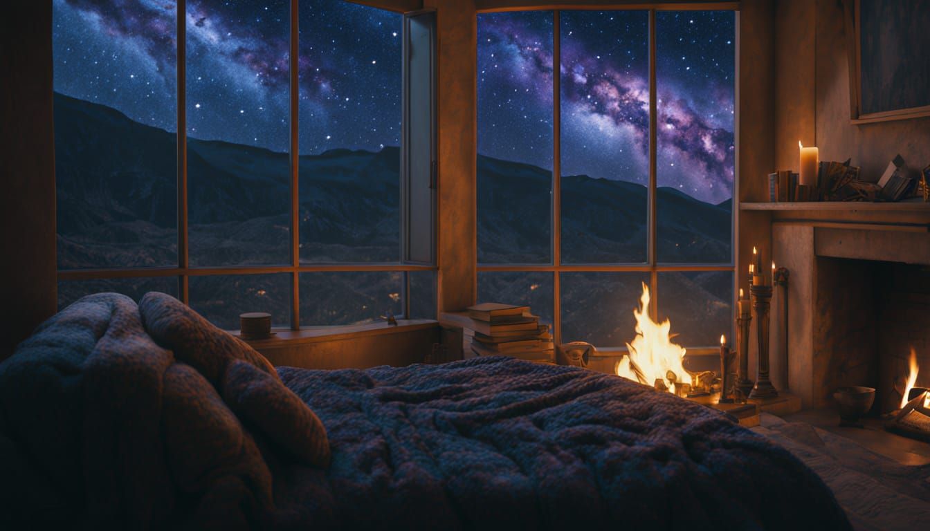 Cozy Room Floating in Starry Galaxy
