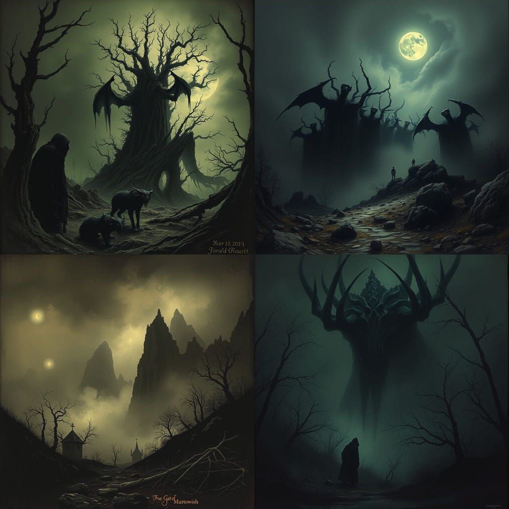 Dark Fantasy Horror Scene in Doré Style