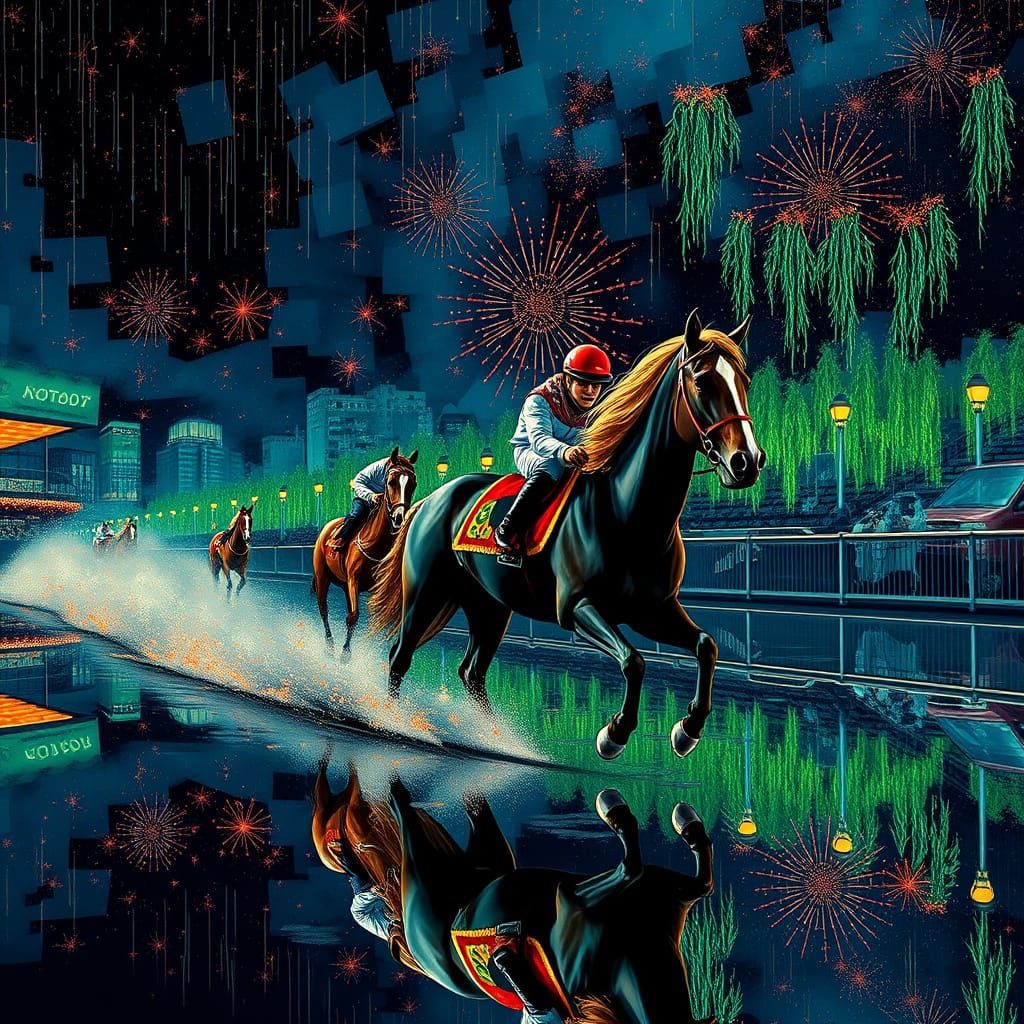 Midnight Kentucky Derby in Vibrant Color Palette