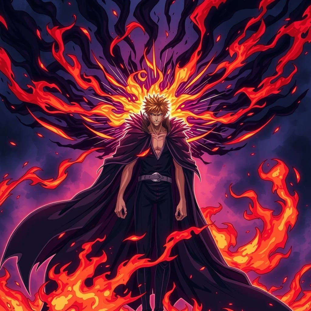 Ichigo Unleashes Black Fire Inferno in Bankai Form