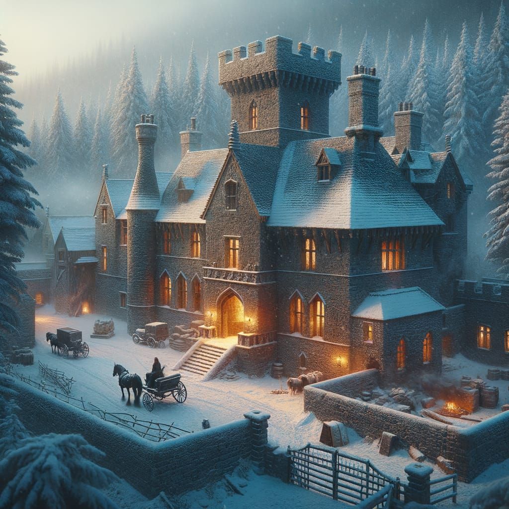 Winter Keep at Dusk: A Cinematic Digital Matte Painting