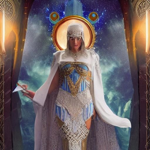 High Priestess Tarot Card with Moon in Background
