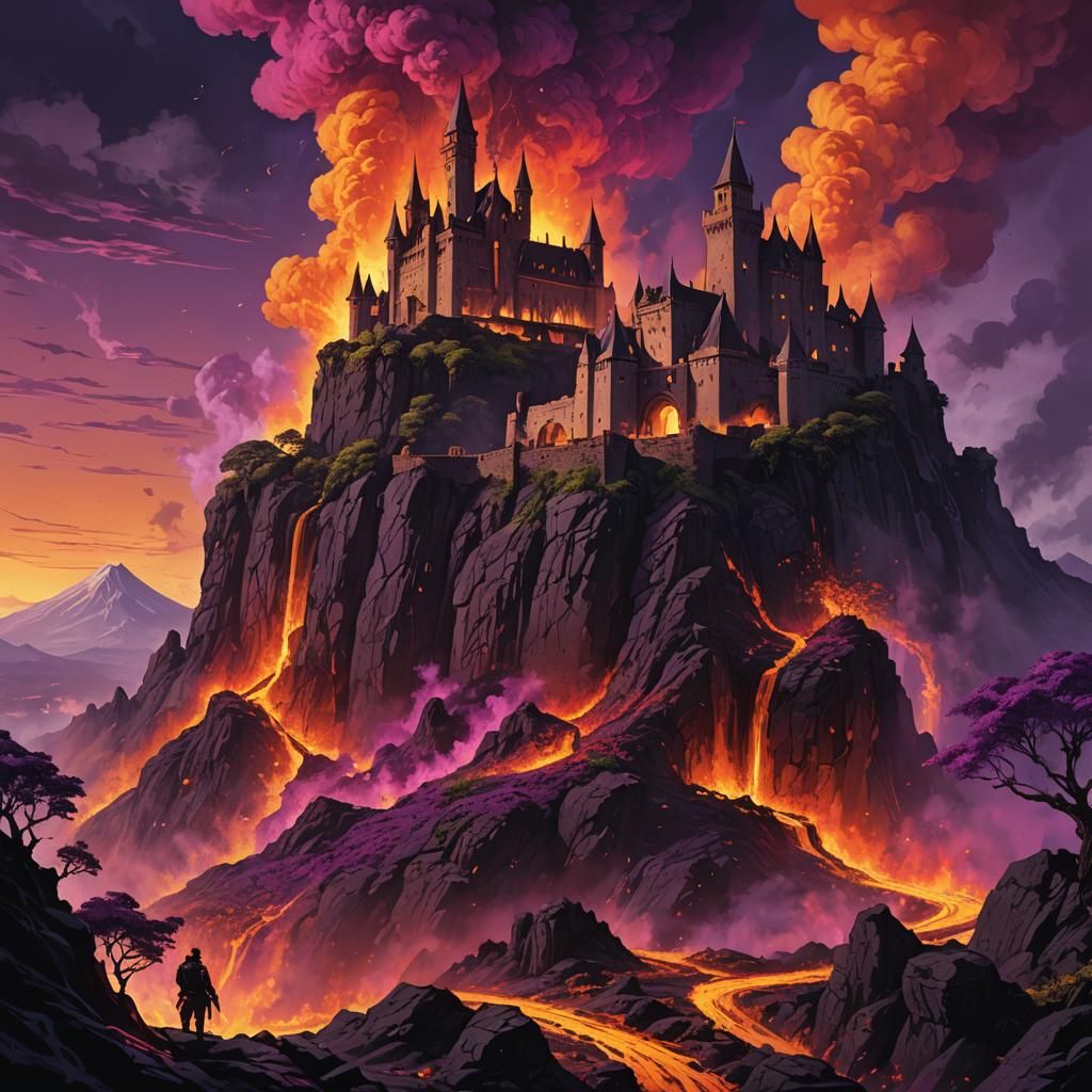 Volcanic Castle: Dark Fantasy Concept Art