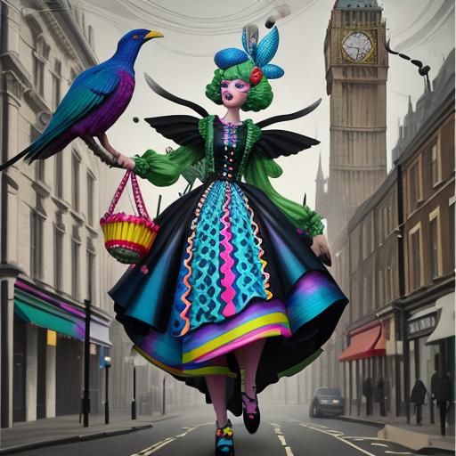 Kindersnatcher Chasing Lyre Bird in Candy Art Style