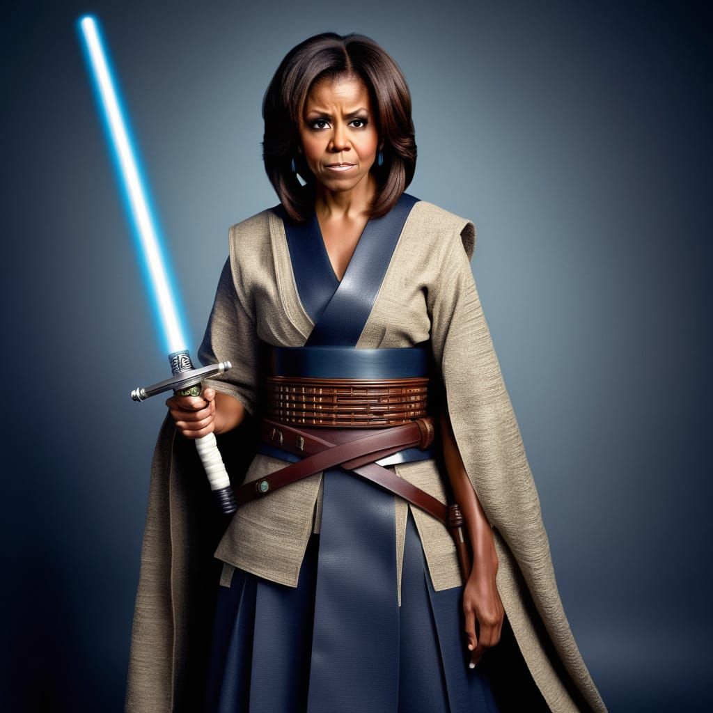 Michelle Obama as a Cyberpunk Jedi Samurai
