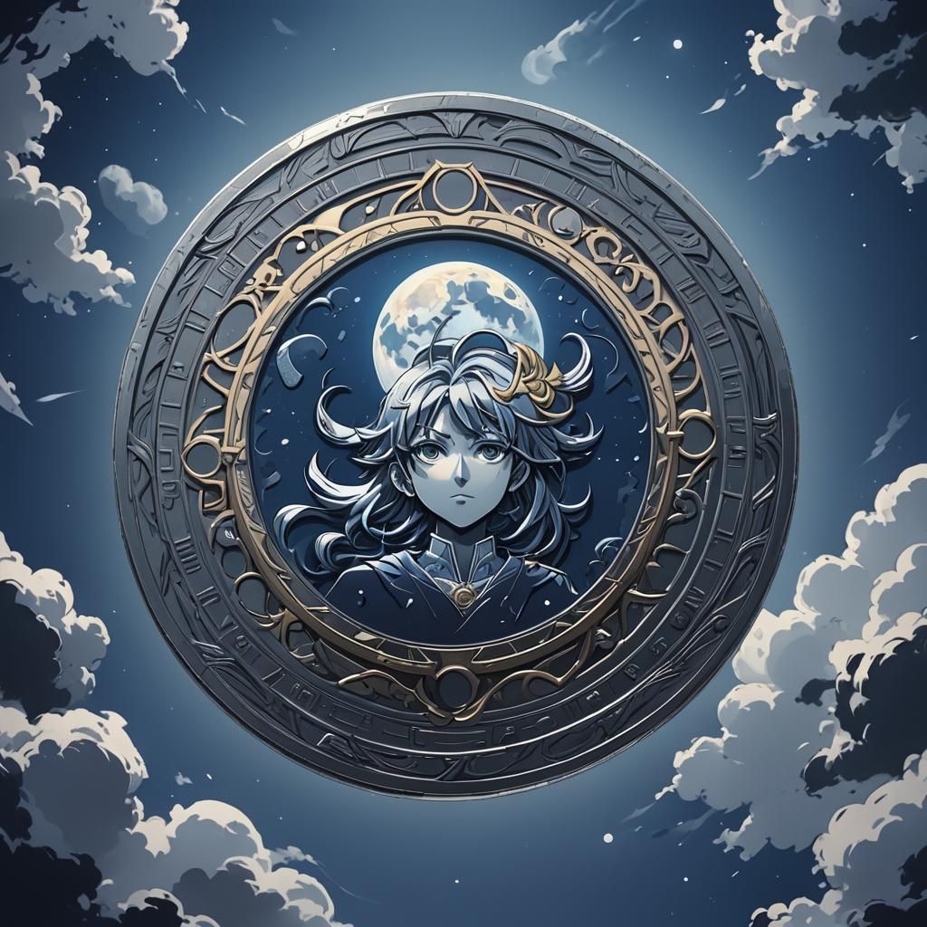Full Moon Coin in Anime Style