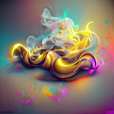 Golden Neon Smoke Swirl in 3D Digital Art