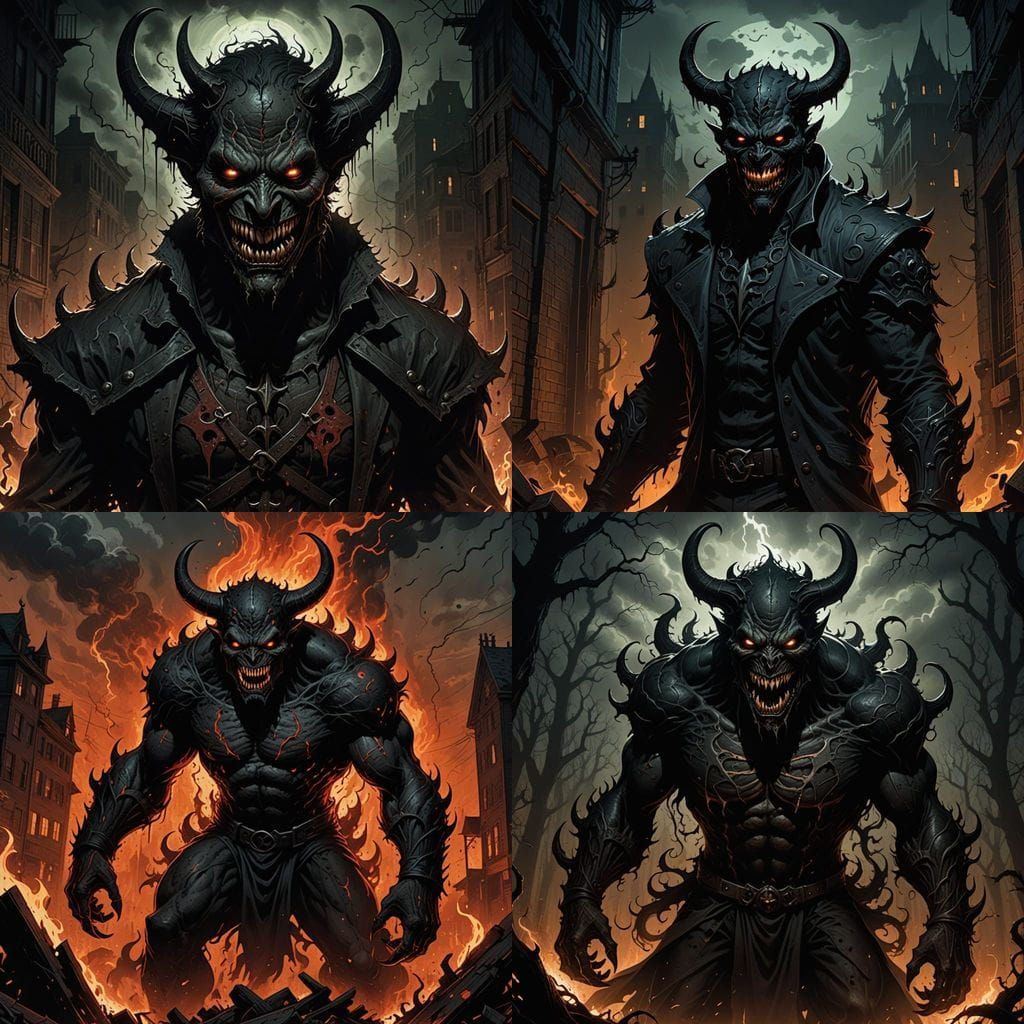 Nightmarish Demon with Smoke Head in Comic Style